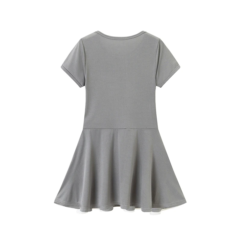 1/3-teiliges Mädchen-Sommerkleid, bequemes Freizeitkleid, süßes und niedliches Kleid mit Schleifendruck, Plissee-Kleid, Rundhals-Knielanger Rock – Detail 11
