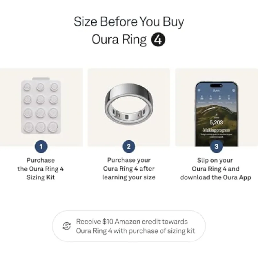 Anello Smart Ring 4 - Misura 8 - Monitoraggio Sonno, Attività, Salute Femminile, Consigli AI, Fino a 8 Giorni di Autonomia, App, Android e iOS