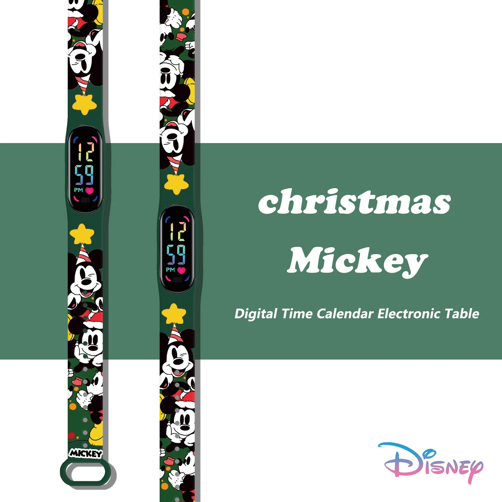 

Disney Mickey Mouse Cartoon Watch Band for Xiaomi Mi Band 10/9/8, Cute Classic Silicone Strap Replacement Bracelet Gift for All