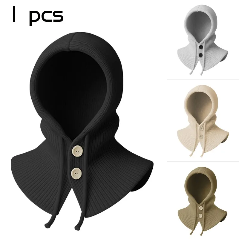 قبعة صوف دافئة قبعة رافا فضفاضة محيط الرأس الكبير محبوك قبعة هوديي وشاح متكامل ثنائي الغرض 2025 موضة الاتجاه