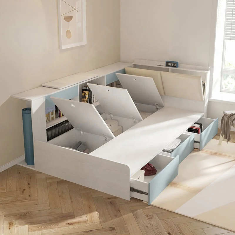 Furniture Frame Wood Rooms Designs Modern Wooden Single Kids House Nordic Electric Bed With Drawer