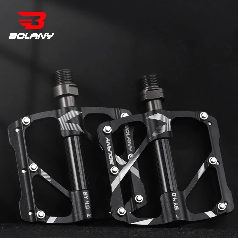 BOLANY 4.0 Aluminum Alloy Hollow Lightweight Bicycle Pedal Anti-slip 12 Nail MTB Pedals CNC 3 Bearing Pedal Bike Accessories