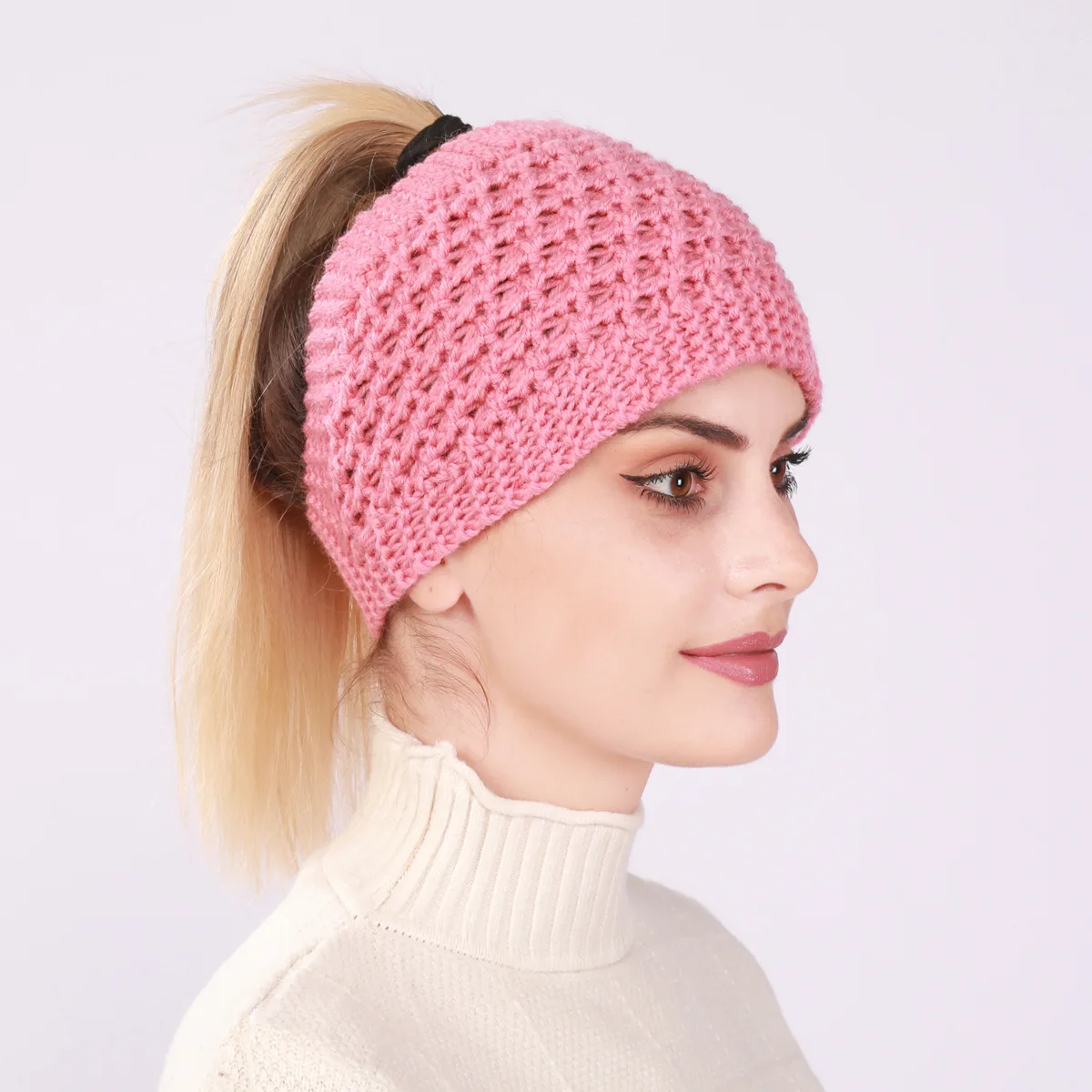 Fashion New Autumn Winter Ponytail Women Beanie Hat Lady Stretch Knitted Crochet Gril Warm Beanies Cap Hats For Women