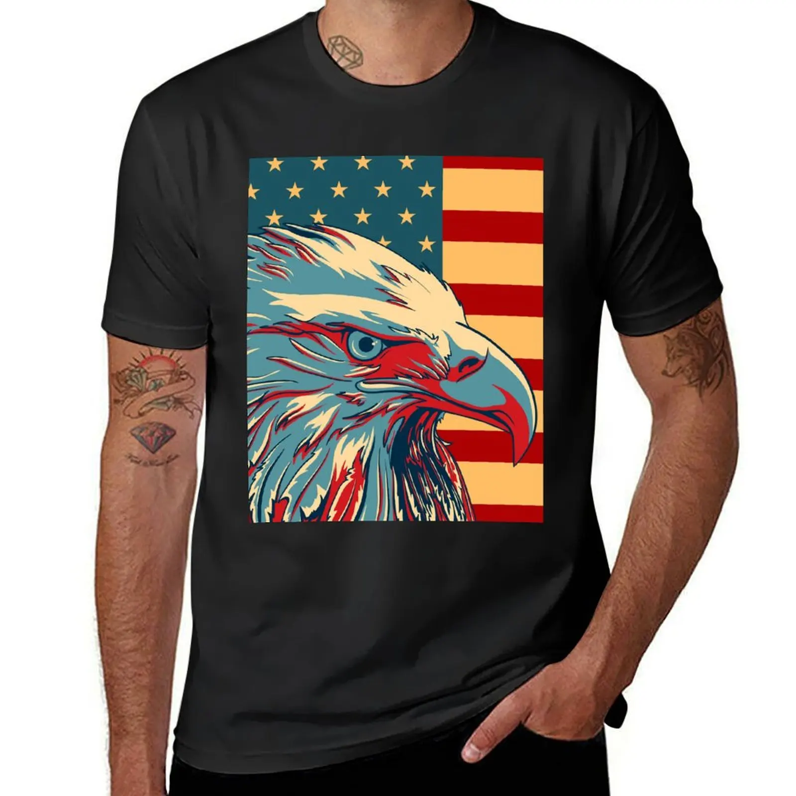 American Patriotic Eagle Bald T-Shirt plus sizes aesthetic clothes boys animal print mens workout shirts