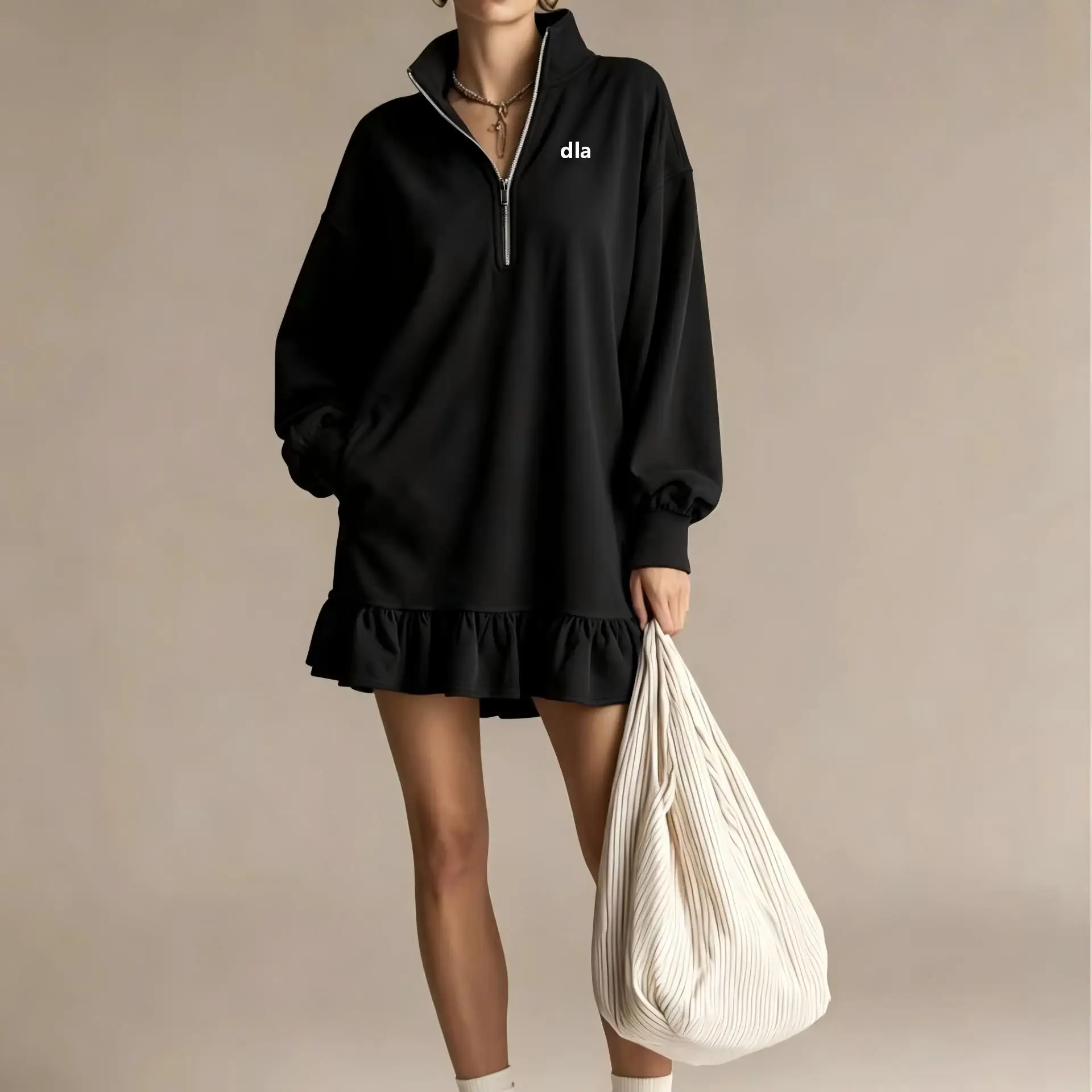 2026 Autumn New Style Half-Zip Standing Collar Loose Casual Women's Fitness Dressing Outwear Outdoor Jacket