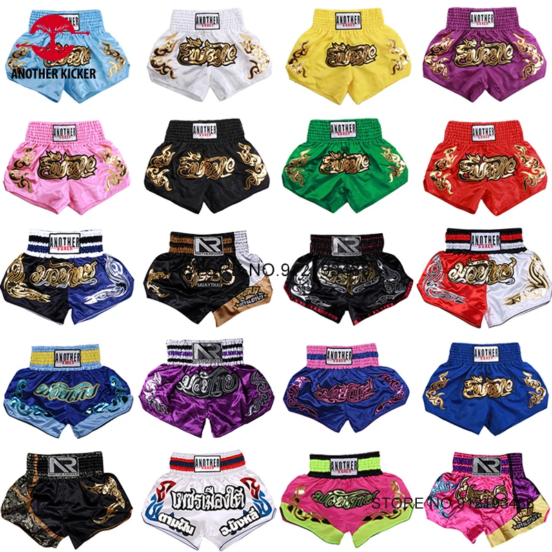 Muay Thai Shorts Stylish Boxing Shorts Women Men Child Embroidery Sanda Martial Arts Clothing Fight Kickboxing Training Pants