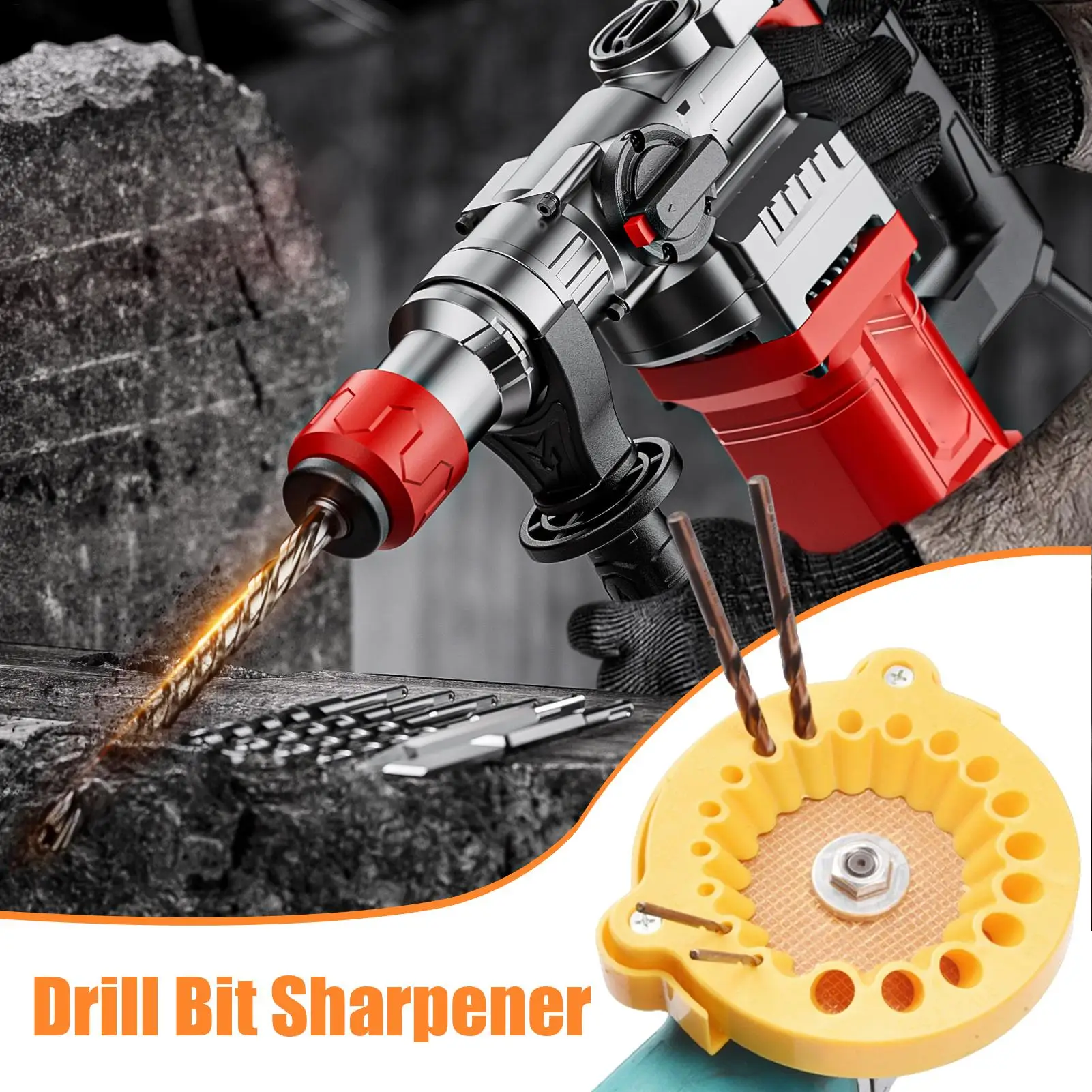 Anti-Stripping Angle Grinder Drill Bit Sharpener 19 Holes with Metal Thread Inserts Grinders Renew Old Bits