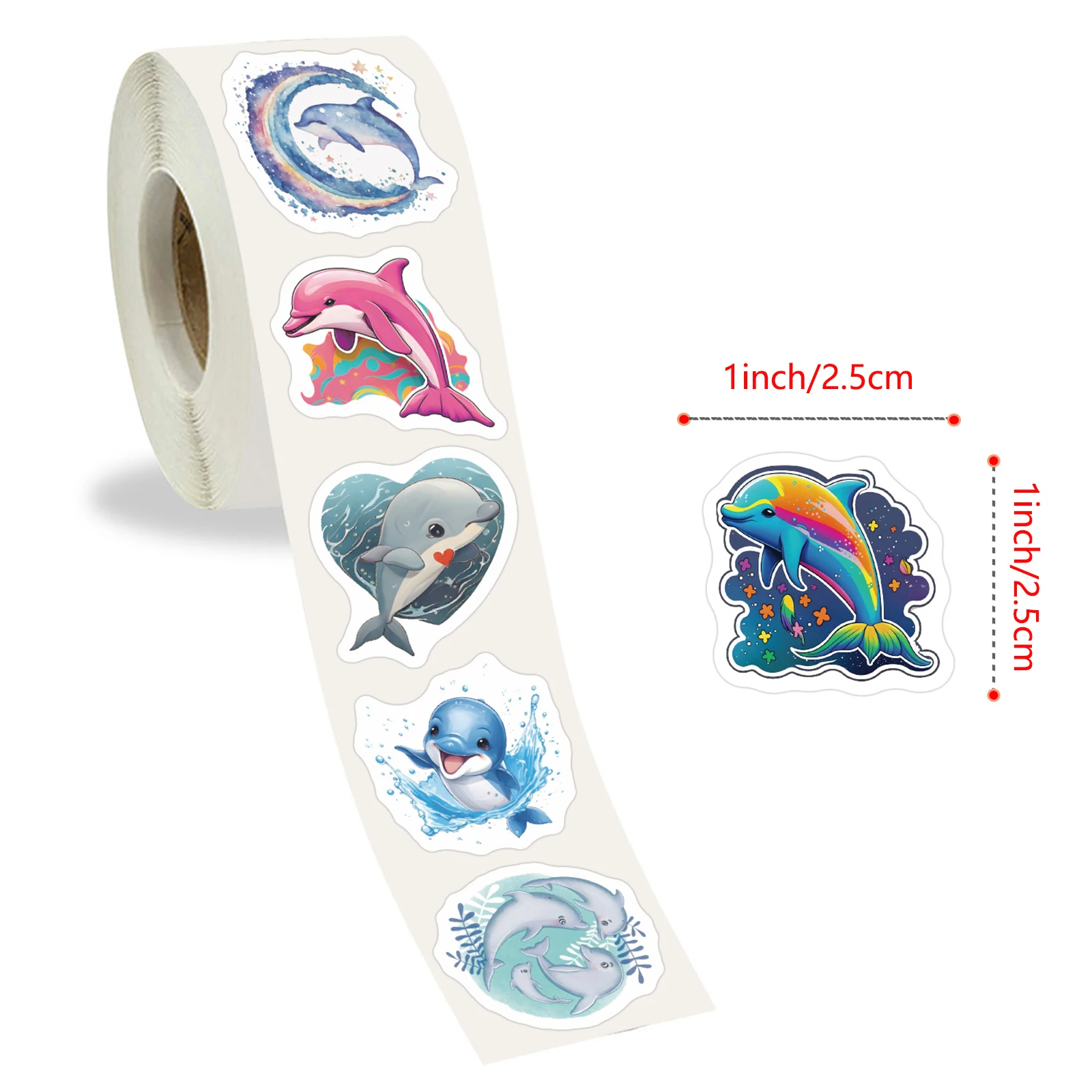 100-500pcs Cute Dolphin Stickers Reward Stickers Kids Toys DIY Scrapbook Party Gift Decoration Label Stationery Sticker