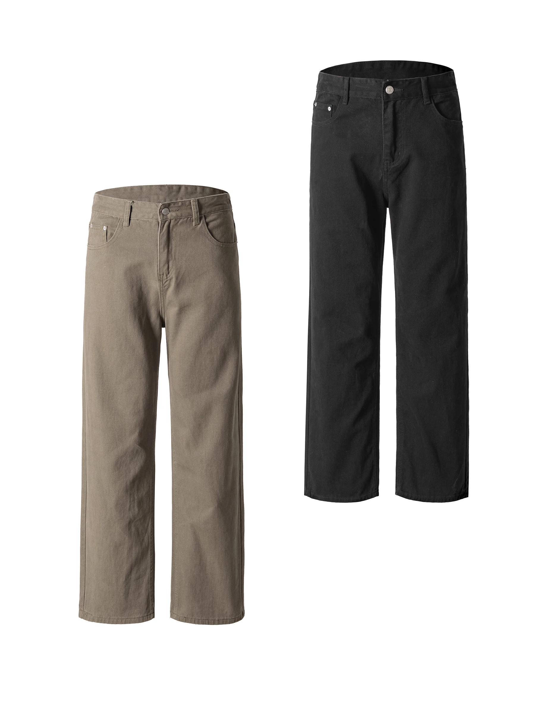 

Рабочие брюки из чистого хлопка, мужские прямые свободные широкие повседневные брюки, осенние модные брендовые американские длинные брюки с завышенной талией