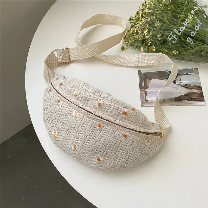 VL019    Women's Waist Bag Straw Woven Ladies Shoulder Crossbody Bags for Women 2023 Summer Fanny Pack Fashion