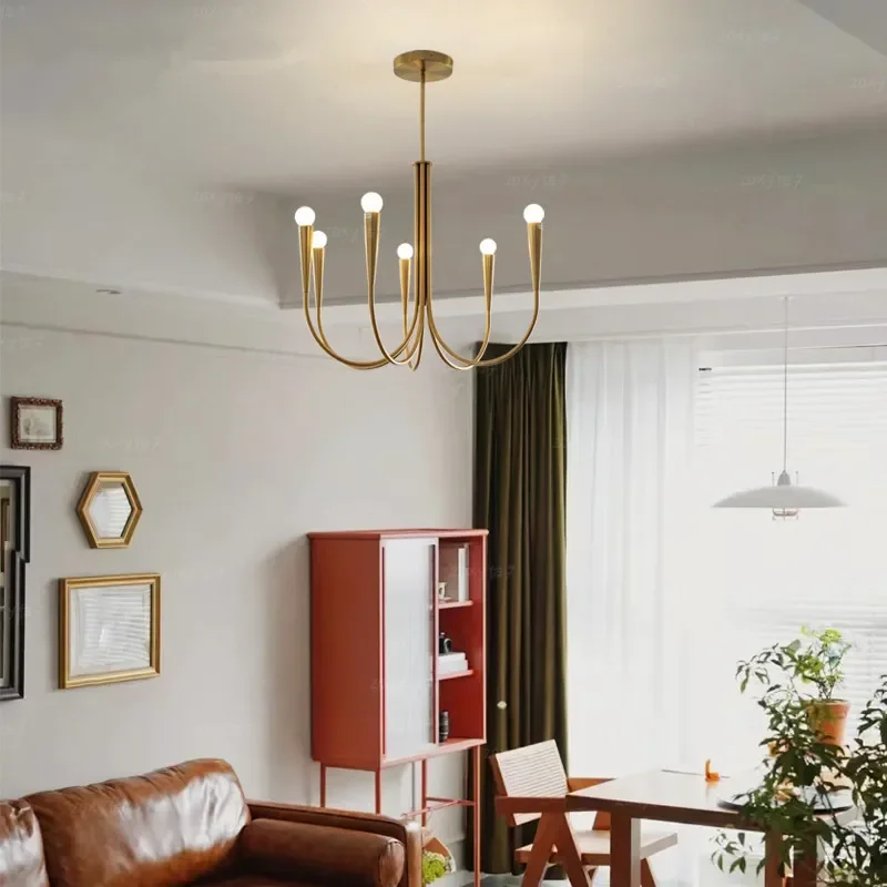 

Vintage American Candle Chandelier Nordic Living Room Main Light Mid Century Modern Luxury Dining Pendant Lamp
