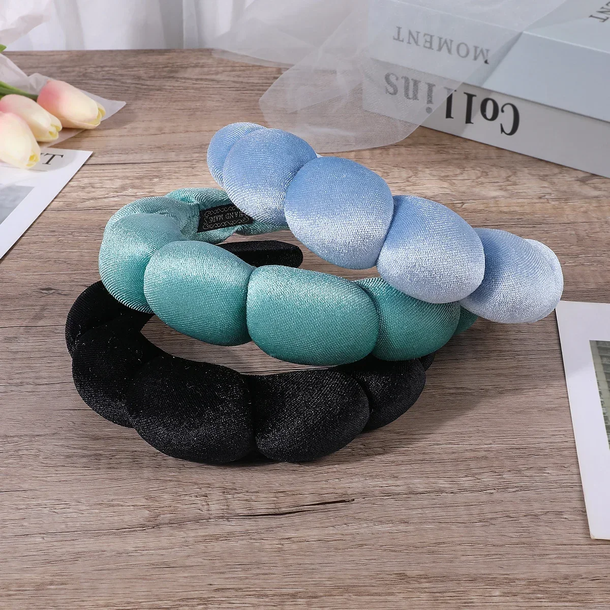 Schwamm-Stirnbänder für Frauen und Mädchen, geschwollenes Haarband, Make-up, Blase, Frottee, Co Spa, Retro-Haarband, Damen-Haar-Accessoires, Kopfbedeckung – Detail 8