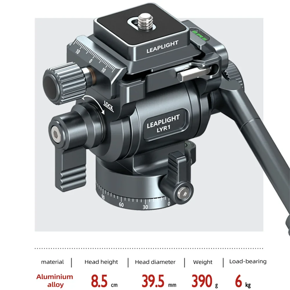 F38 Quick Release Fluid Video Head Panoramic Gimbal Head Tilt Handle for Tripod Shooting