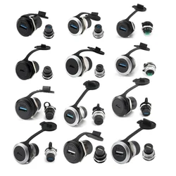 circular d type chassis usb3.0 connector Zinc alloy panel wall screw mount usb3.0 A USB3.0 B USB C type c extender adapter