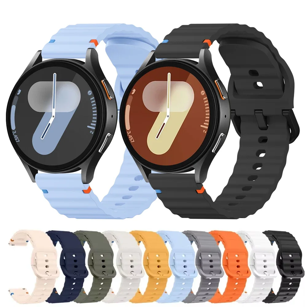 

Силиконовый волнистый ремешок 20 мм для Samsung Galaxy watch 7/FE/5 Pro/6/4 classic 44 мм 40 мм, браслет-ремешок для Galaxy watch Active 2 Bands