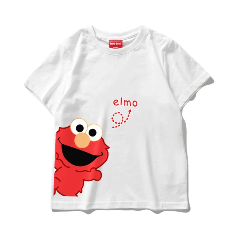 الأصلي العصرية العلامة التجارية الأطفال لطيف شارع سمسم الطفل قصيرة الأكمام تي شيرت الفتيات الفتيان الإنترنت المشاهير 100% قطنية عالية الجودة