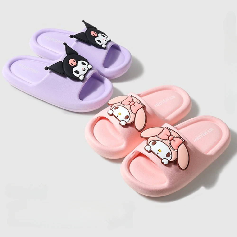 Sanrio Kuromi Slippers Kawaii My Melody Cinnamoroll Anime Thick Soft Non-slip Sandals Fashion House Shoes Women Girls Gift