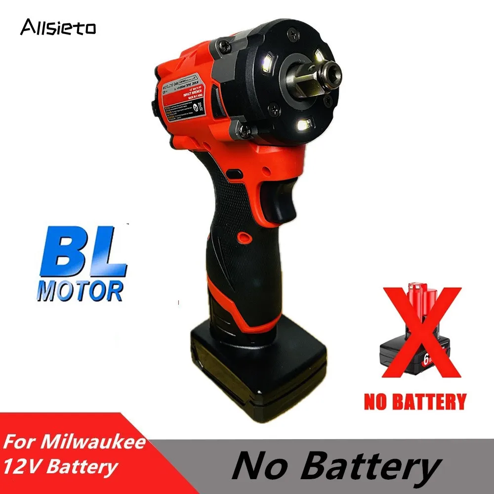 For Milwaukee 12V Battery Small Electric Wrench Brushless 1/2” Battery Wrench Screwdriver Impact Drill Rechargable Power Tools