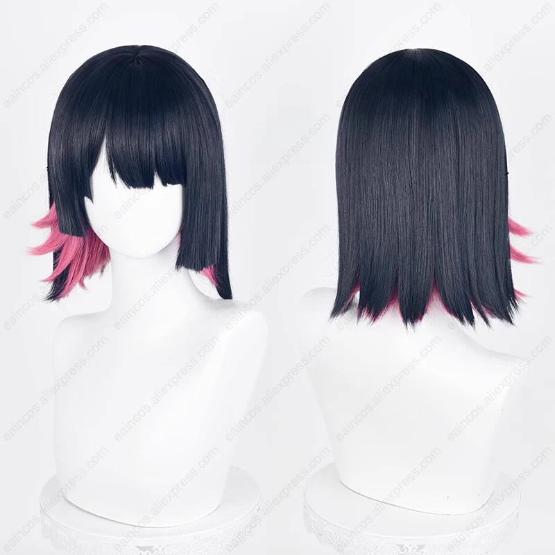 Ellen Joe-Peluca de Cosplay de pelo corto, pelo sintético resistente al calor, color negro, azul, rosa y rojo, 33cm