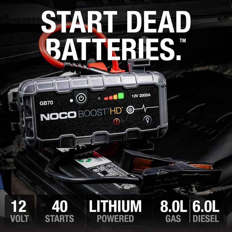 NOCO Boost HD GB70 2000A UltraSafe Car Battery Jump Starter, 12V Battery Booster Pack, Jump Box, Portable Charger .