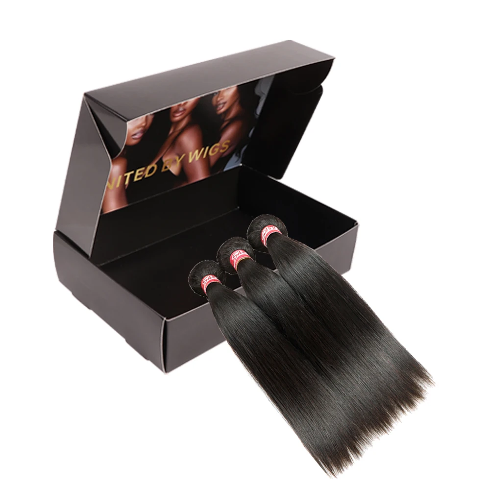 Nunify 10 قطعة شعار مخصص صناديق ورقية قابلة للطي مزدوجة الوجهين مع شعار موضة شعر مستعار علبة التعبئة والتغليف حزمة الشعر تخزين وصناديق الهدايا #2