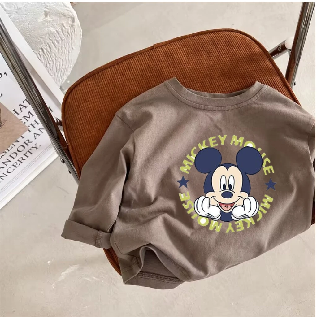 الرضع تي شيرت الجولة الرقبة بلايز كم كامل تي شيرت ميكي ماوس الكرتون متماسكة عادية المحملة للأطفال بنين بنات ملابس رياضية