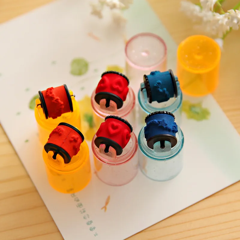 3/6Pcs Baby Bunte Ink Pad Stempel Dichtung Vorschule Lustige Spielzeug Cartoon DIY Roller Zeichnung Tagebuch Werkzeug für kinder Tinte Pad