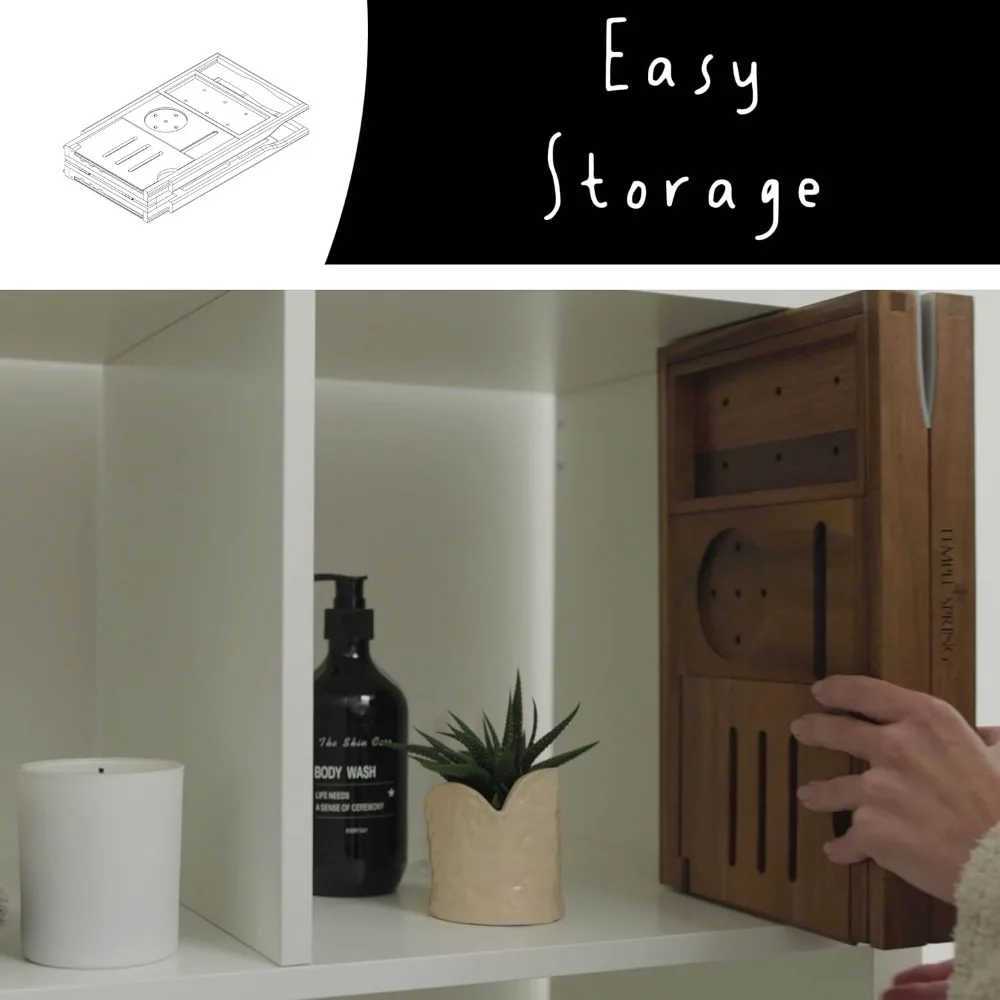 

Foldable Bathtub Tray, Acacia Wood Spa Caddy with Wine Holder, Perfect Bathroom Organizer for Relaxation Gifts