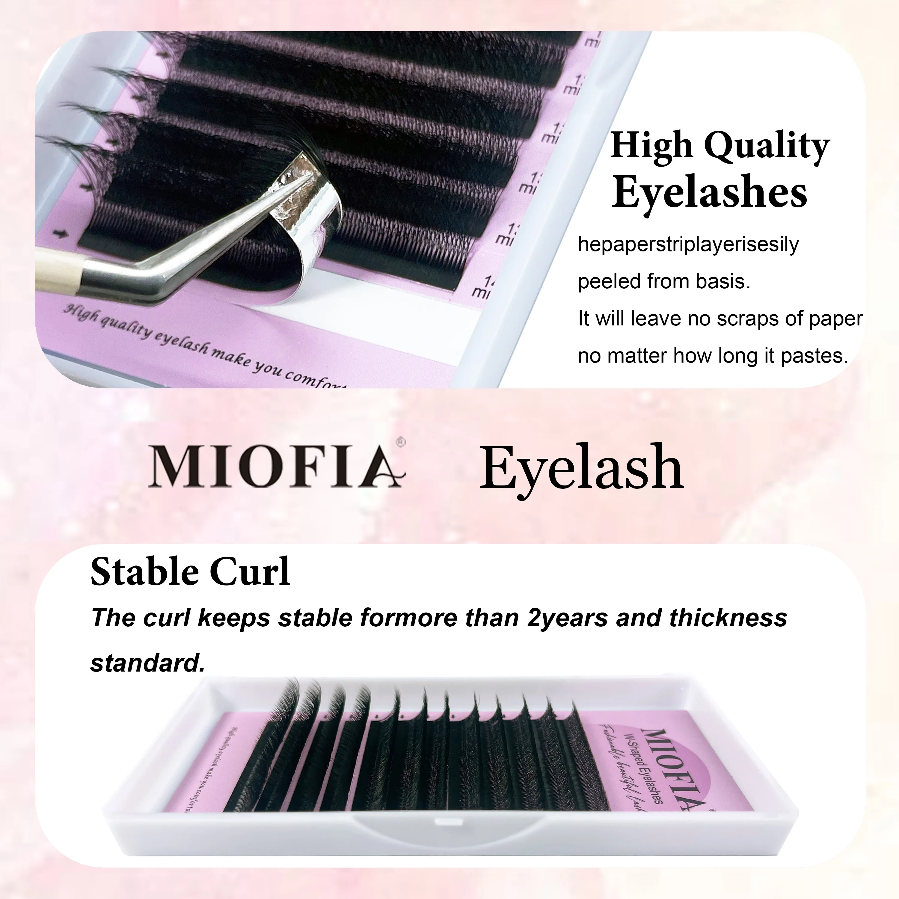 MIOFIA-extensión de pestañas en forma de W, pestañas postizas 3D 4D 5D 6D, ventiladores prefabricados, herramienta de maquillaje de pestañas individuales suaves y naturales ligeras