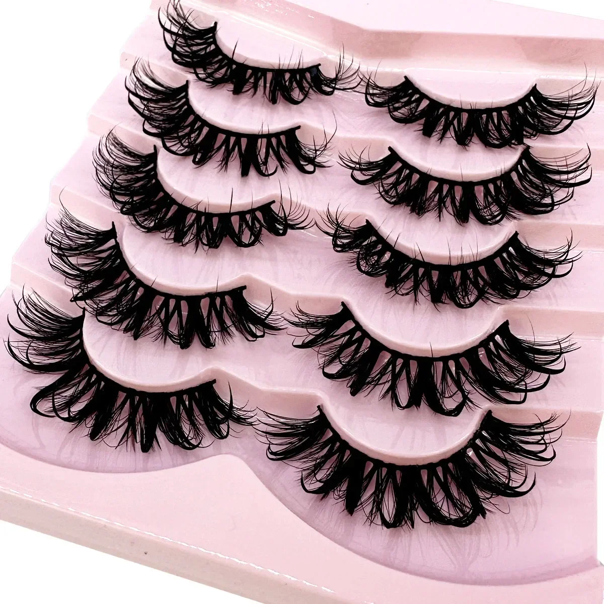 AMSDCN 5 Paar Dramatische Tropfenförmige Künstliche Wimpern Multi-Pack Spiky Wet Look Falsche Wimpern mit Hydratisiertem Effekt