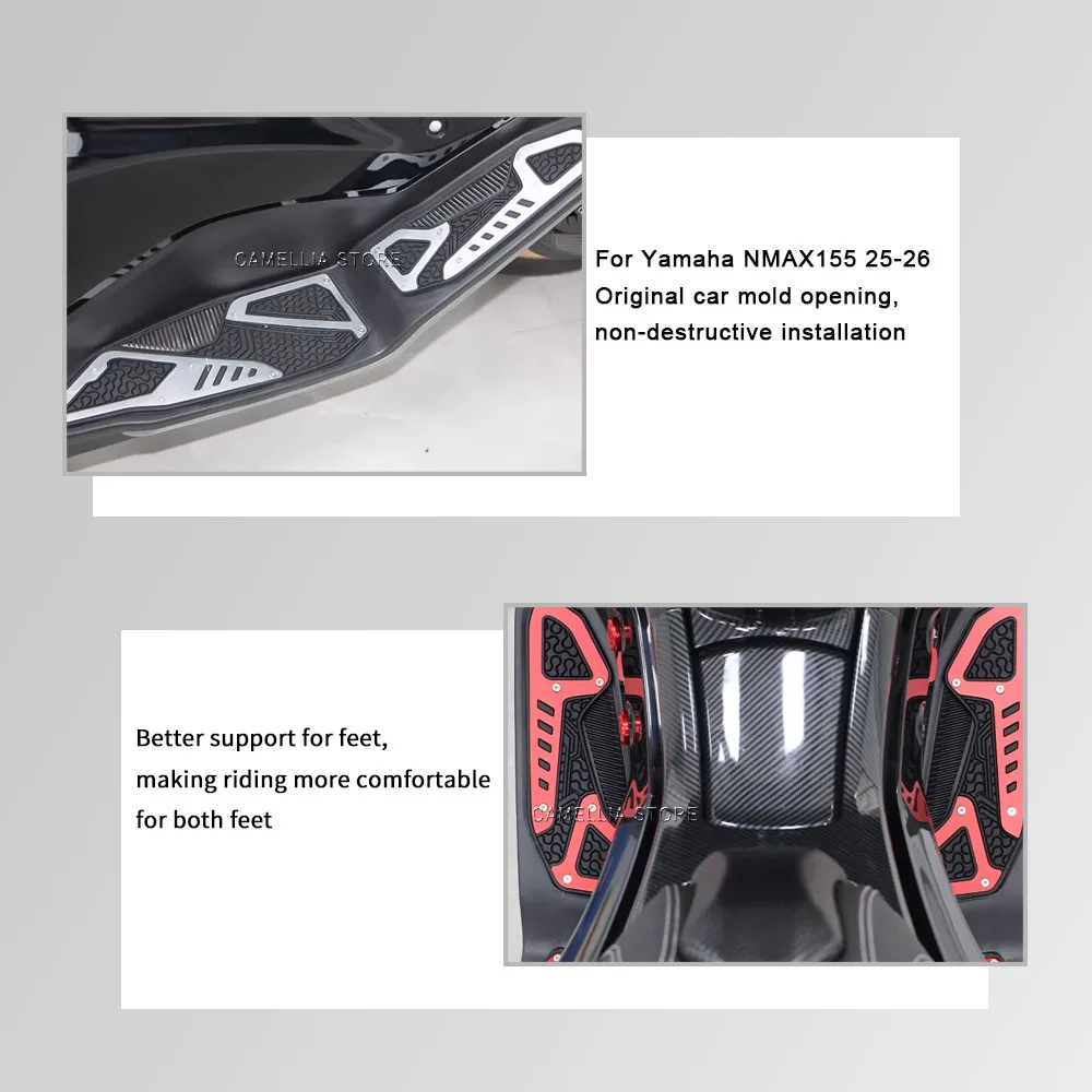 

Motorcycle Footpads Aluminum Alloy Waterproof Modified Skid proof Footrest Motorcycle Accessories for Yamaha NMAX155 2025-2026