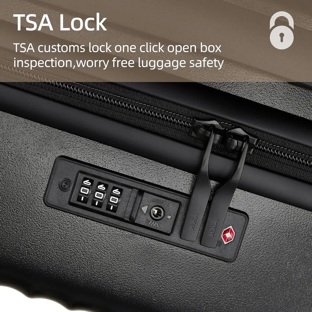 20 Airline-Approved Hard Shell Spinner Suitcase with TSA Lock, 22x14x9, Lightweight for Travel (Black)
