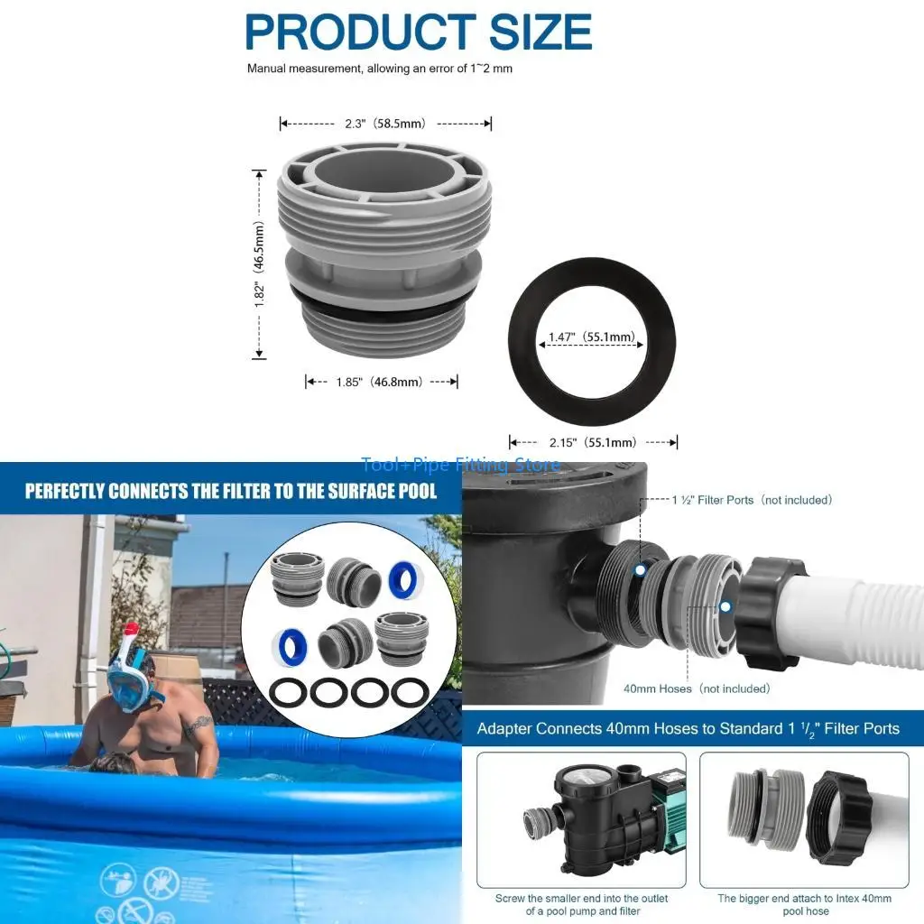 F92B Waterproof Pool Pipe Adapter With O Rings And Washers For Reliability Leakproof