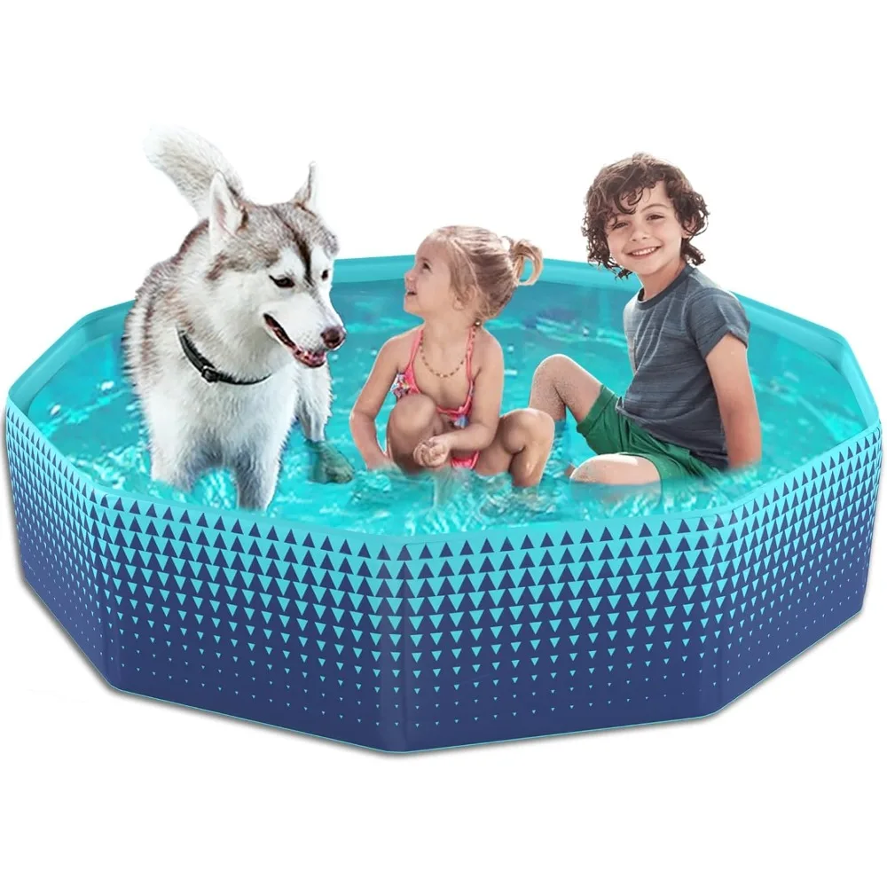 

Foldable Dog Kiddie Pool - Hard Plastic Kids Paddling Pool Toddler Baby Swimming Pool for Backyard Collapsible Whelpin