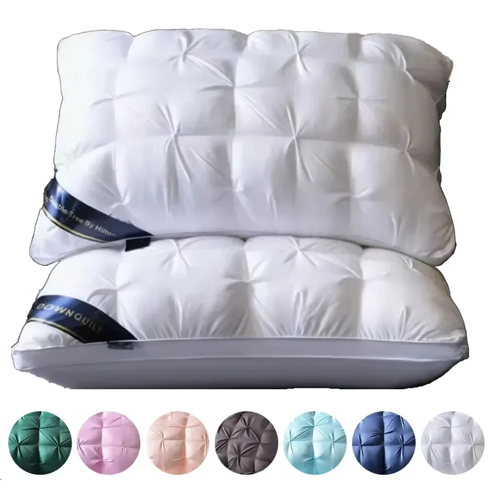 

1PC Winter White Goose Down Pillow Neck Pillow for Sleeping 100% Cotton Shell 3D Style Rectangle Queen King Bed Pillow 수면용 베개