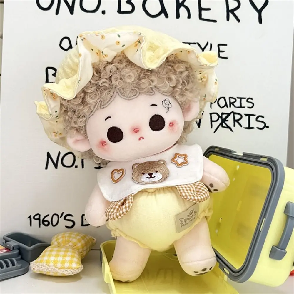 원피스 면 인형 의류 점프수트, DIY 의류, 동물 후드, 서스펜더 바지, 사랑스러운 미니, 20cm, 1 세트