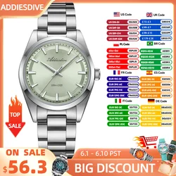 ADDIESDIVE Watch For Men New 36mm Quartz AR Coating Dome Glass Luminous 100m Waterproof Stainless Steel VH31 Wristwatch AD2066