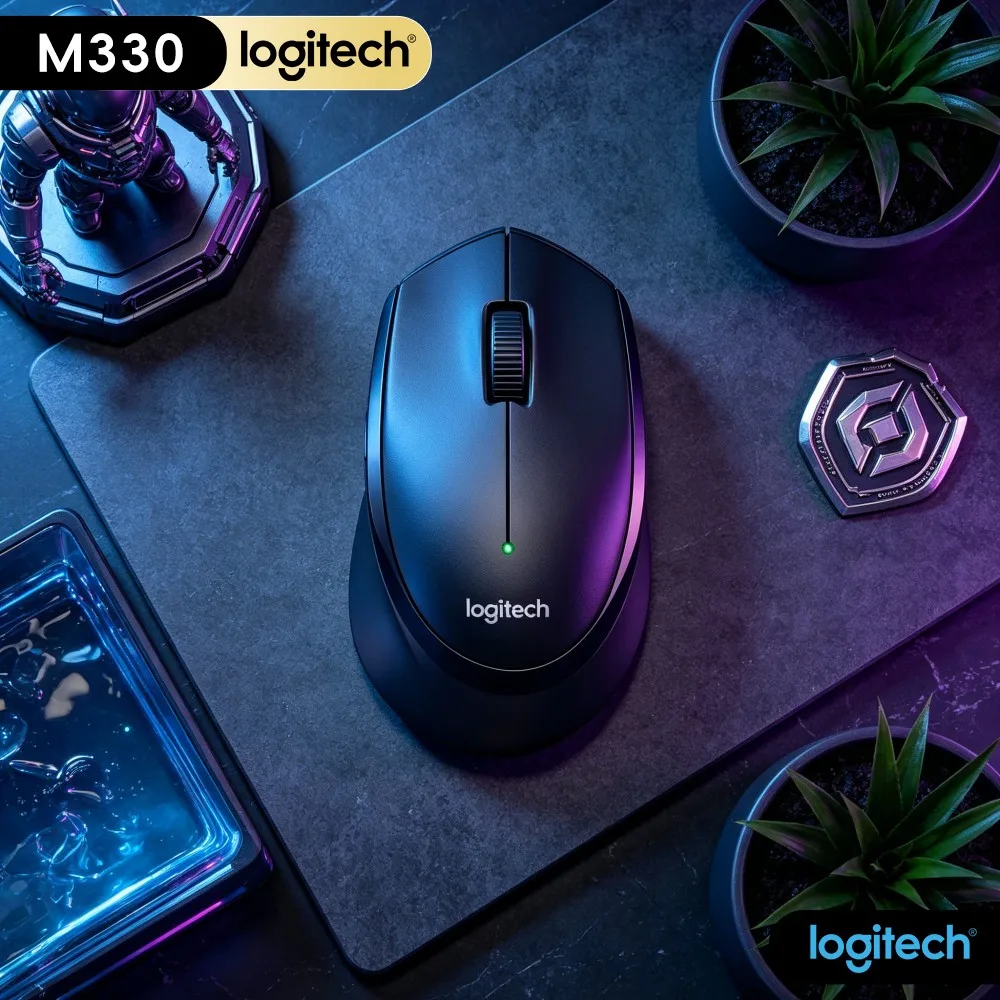 Logitech M330 Silent Wireless Mouse Mute Click Design Suitable For Quiet Public Space Like Library Reading Room Study Work Area