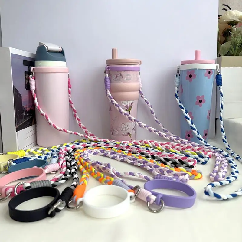 2026 NEW 1PC Braided Water Bottle Crossbody Strap Adjustable Shoulder Lanyard with Cup Ring for Tumbler Insulated Cup