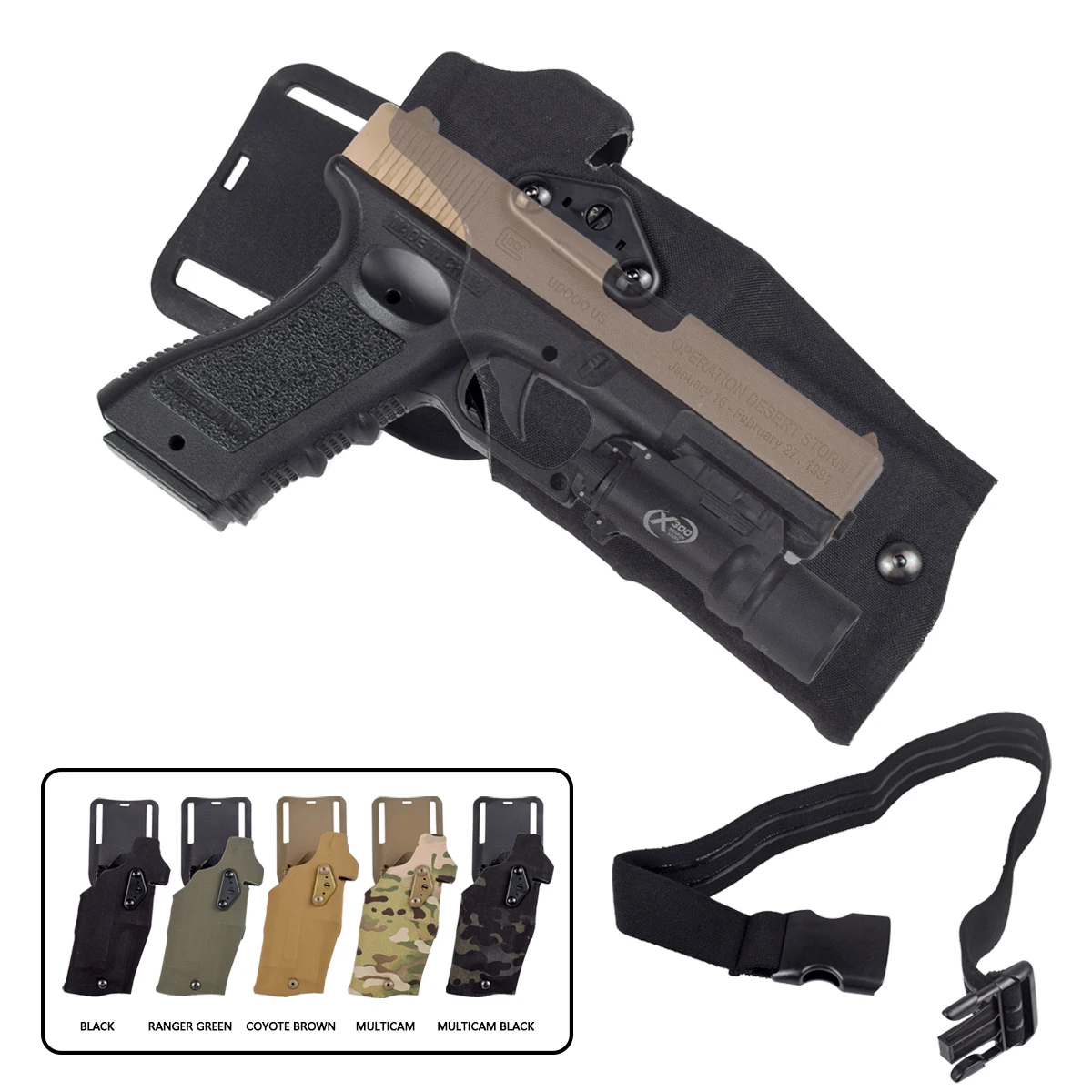 Tactical Pistol Carry Case 6354DO Universal Quick Release Gun Holster with X300 X300U Airsoft Weapon Flashlight For Glock 17 19