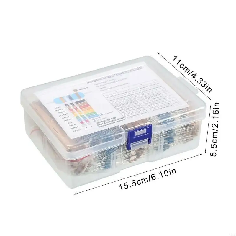 

MOLC 2600Pcs 130 Values Metal Film Resistor Kits 0.25Watt Plugs in Resistor Part