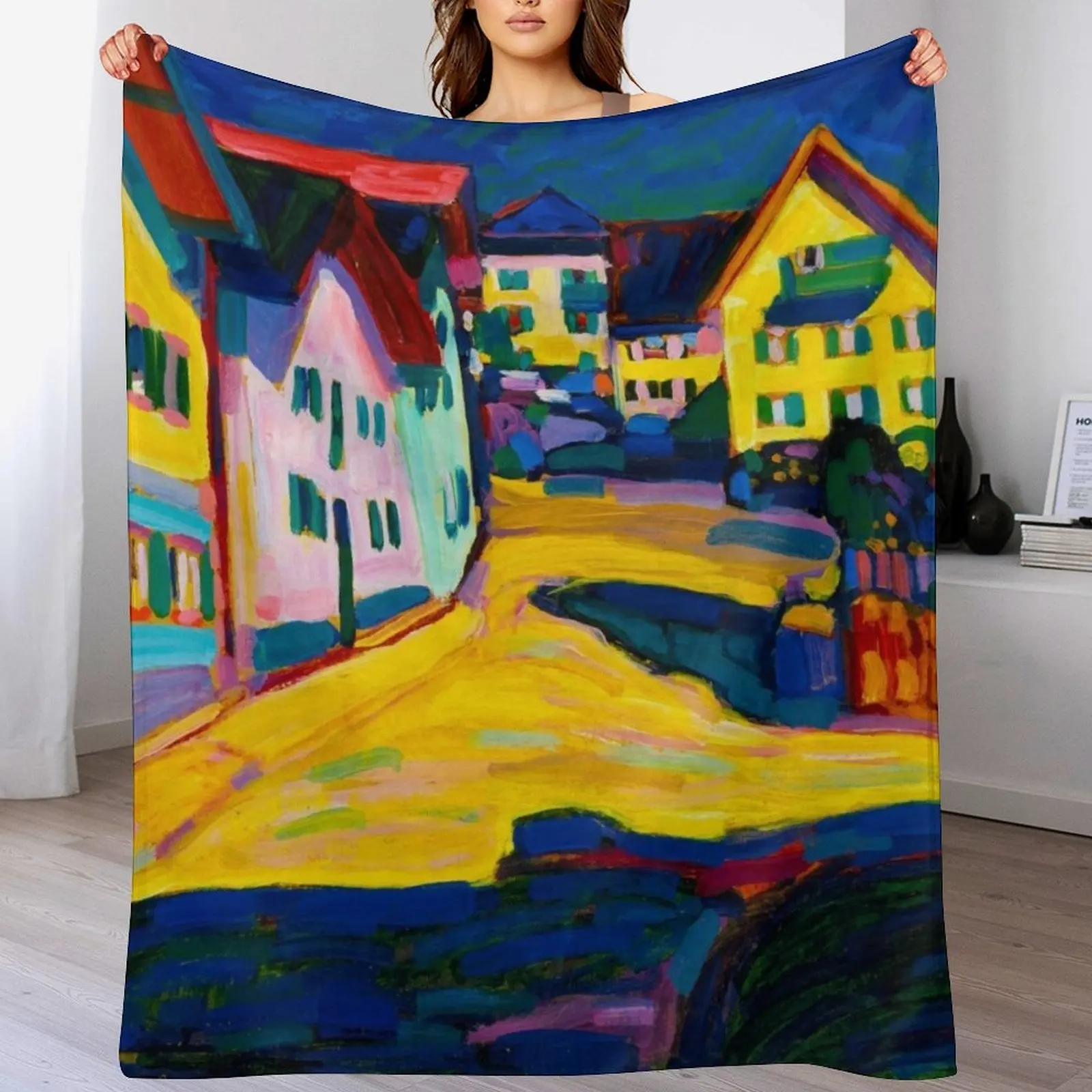 

Houses at Murnau by Kandinsky Throw Blanket Multi Use Warm Blanket for Living Room Bedroom