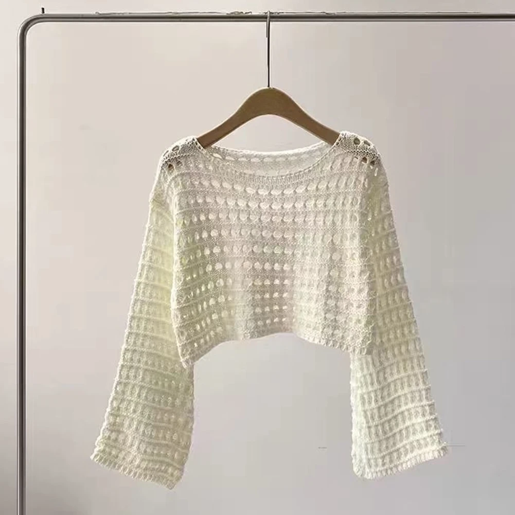 Pullover Tops Crochet Knitted Fashion Hot Long Sleeve Stylish Sweater Beach Bikini Cover Up High Quality Long Lasting