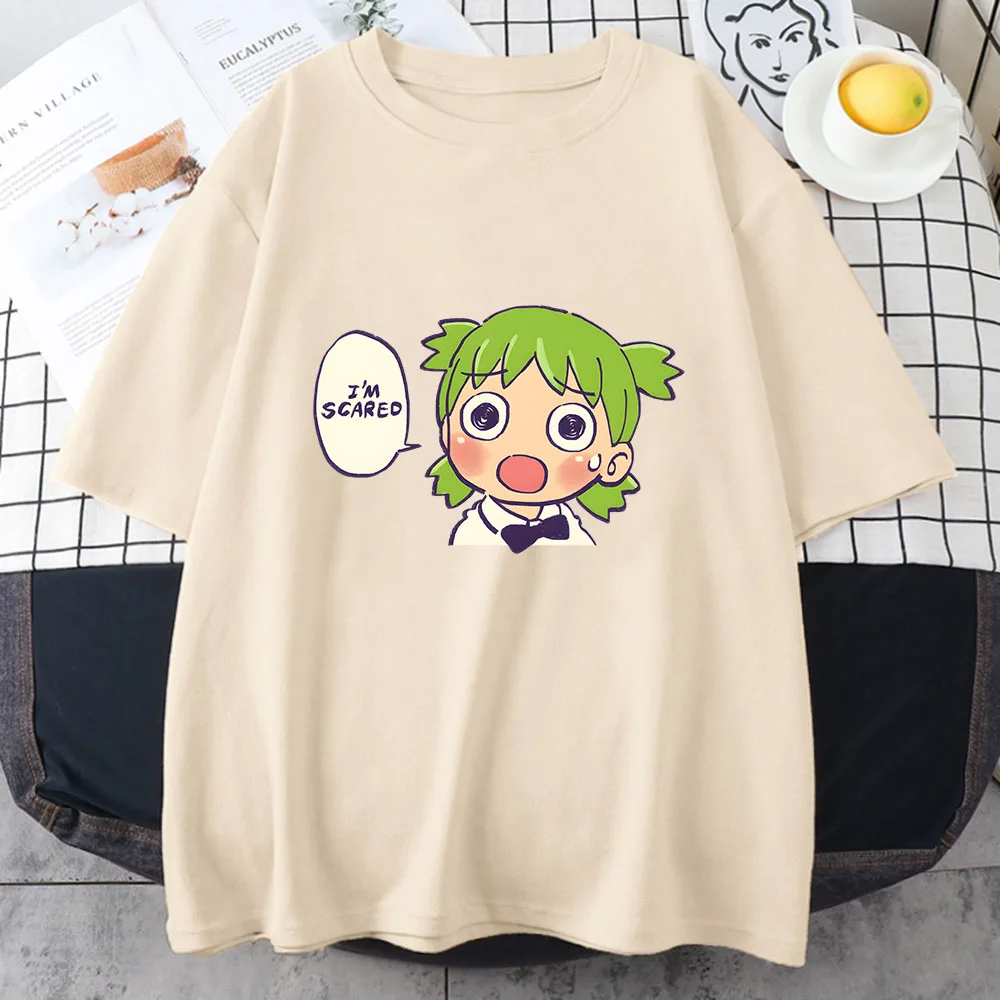 Azumanga Daioh Yotsuba تي شيرت المرأة موضة انمي ياباني بلايز 100% قطن تي شيرت الملابس النمط الكلاسيكي الشعور بالتصميم