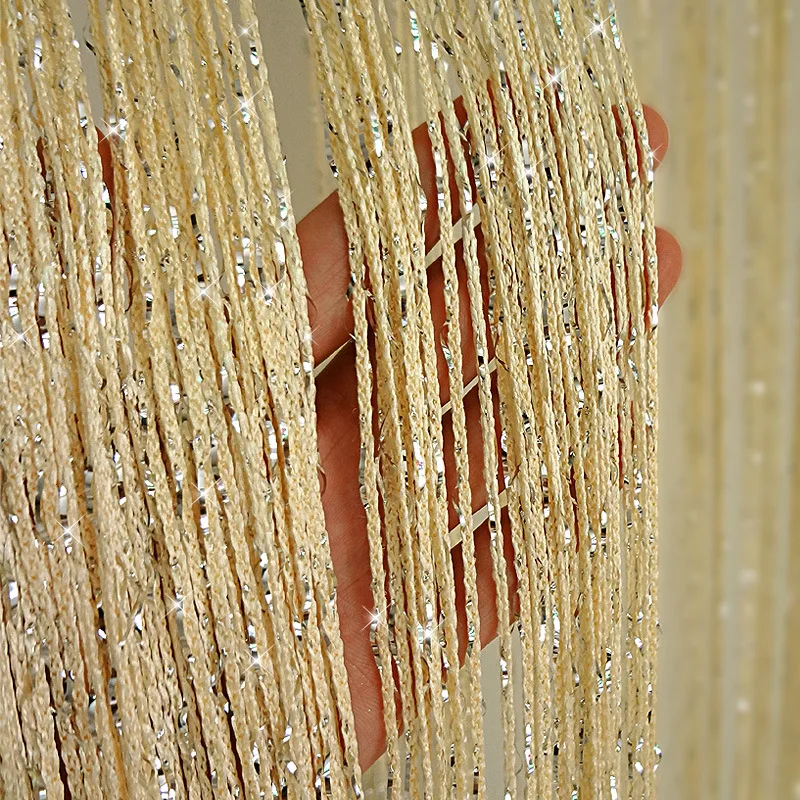 Shiny Tassel String Curtain Sparkling Door Window Decoration, Room Divider, Glitter Valance for Bedroom, Living Room