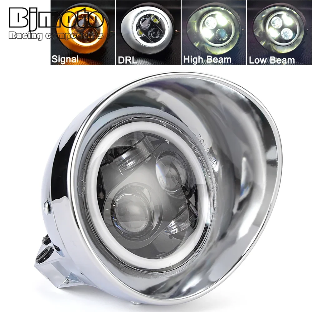 5.75 inch Motorcycle Headlight Turn Signal Light For Harley Cafe Racer applications For Honda Shadow VTX 1300 1800 VT 600 750 - Image 2