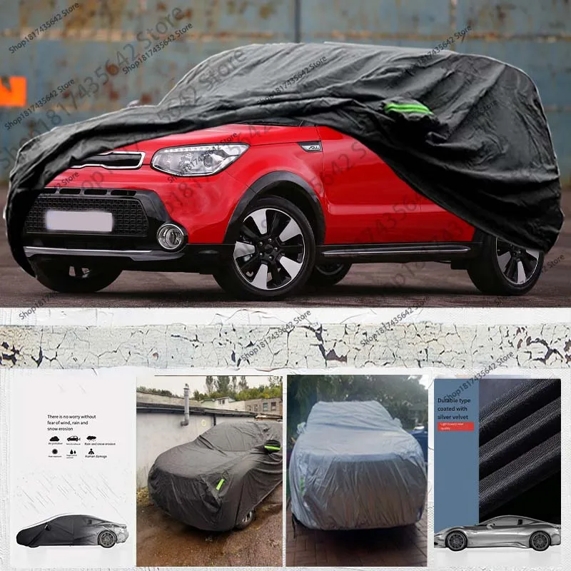 

Car Outdoor Full Car Cover 210D for Kia Soul Oxford Cloth Black All Weather Rain Sun Snow Protection