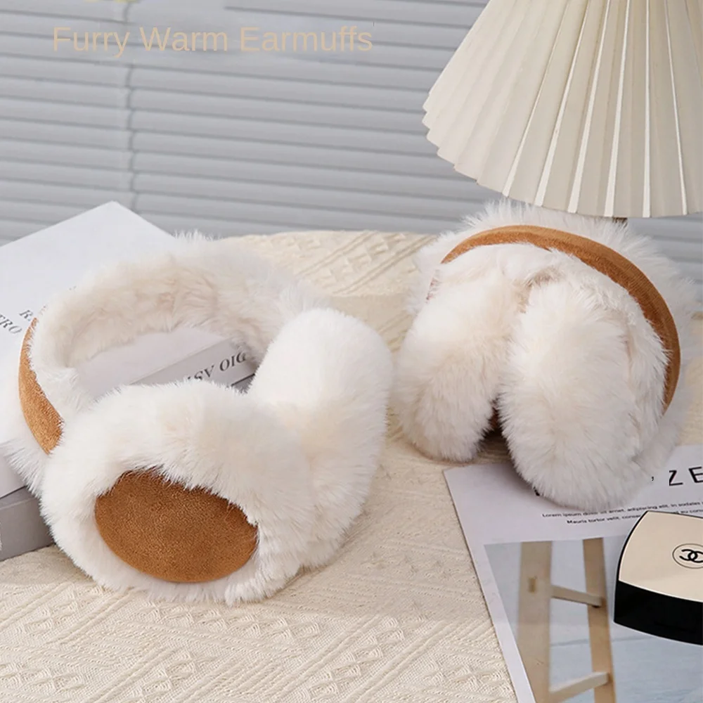 Fashion Warm Plush Ear Muffs Solid Color Foldable Thicken Ear Cover Cold Protection Soft Earflap Winter