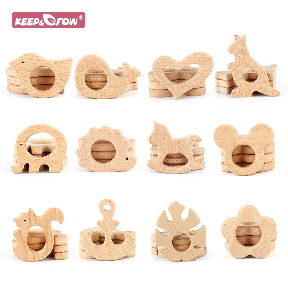 

1pcs Baby Wooden Teethers Food Grade Beech Wood Animal Koala Whale Turtle Wooden Shape Pacifier Wooden Teether Newborn Toys