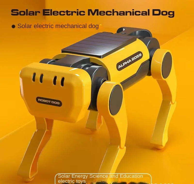 Vous pouvez marcher au soleil avec des machines électriques à énergie solaire. Chiens, jouets d'assemblage pour enfants, garçons, robots de puzzle